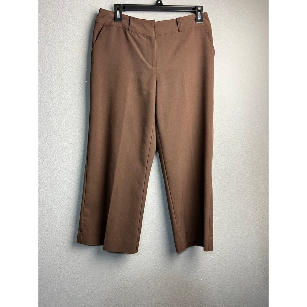 Notations Brown Wide Leg Cropped Dressโ Pants Womens 4 Granny Business Casual